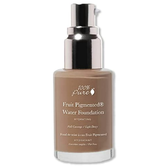 100% PURE Water Foundation Full Coverage Hydrating Makeup, Light Dewy Finish, Moisturizing Concealer for Normal to Dry Skin, Fruit Pigment Color Neutral 4.0 w/Peachy Und