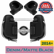 Advanblack Lower Fairings Denim Black/Matte Black Rushmore Vented Leg Warmers Glove Box with 6.5'' Speaker Pods Fits for Harley Touring Street Glide Road King Electra Glide 2014+