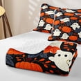 thumbnail image 4 of Homewish Cute Halloween Ghost Twin Quilt Set,Autumn Pumpkin Leaf Pattern Twin Coverlet Set,Black Orange White,2 Pieces, 4 of 7