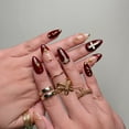 thumbnail image 6 of Nail Fairy  Handmade Press-On Nails – Maroon Nude Style with Star Cross Charms – Elegant Red Queen-Inspired Design – Reusable with Free Application Kit Included, 6 of 12