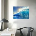 thumbnail image 4 of FUMJ Rolling Ocean Waves Surfing Graphic Canvas Wall Art For Bedroom,Blue Tropical Seascape Artwork Decor,Rolling Wave Sea Landscape Picture Print Painting,Bracket Fixed  16x12in, 4 of 6