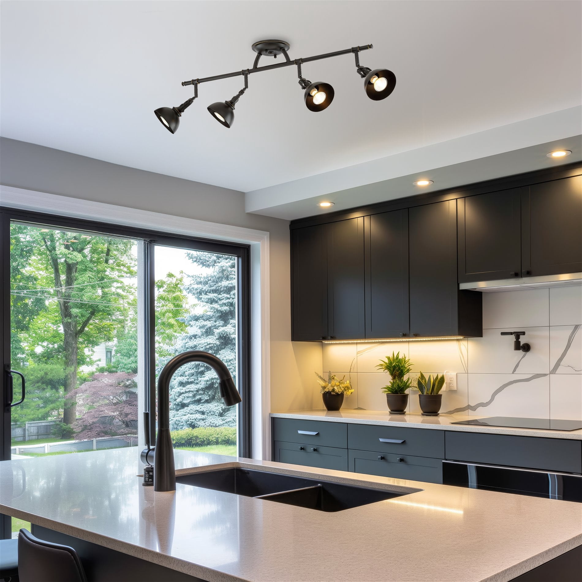 Kira Home Broadway 30" 4-Light Directional Track Lighting, Wall/Ceiling Light + Adjustable Heads, Oil Rubbed Bronze