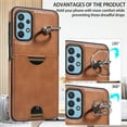 thumbnail image 6 of Classic Wallet Case Compatible with Samsung Galaxy A53 5G for Men Women, with 360° Rotation Finger Ring Kickstand PU Leather Shockproof Phone Cover with Card Slot for Galaxy A53 5G, Brown, 6 of 11