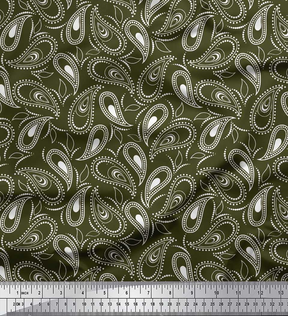 Soimoi Blau Georgette Viskose Stoff – Digital Bedruckt Mit Paisley & Dot-Muster, 42 Zoll (ca. 107 Cm) Breit, Meterweise