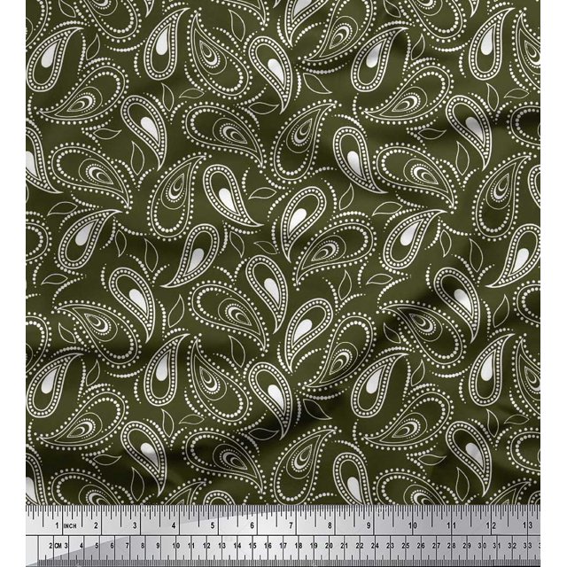 Soimoi Poly Georgette Fabric Dot & Paisley Fabric Prints by Yard 52 Inch Wide