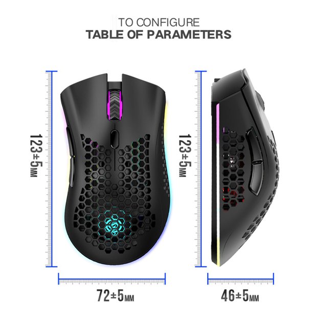 BM600 2.4GHz Recargable 1600DPI Ratón inalámbrico Gamer ajustable (Negro) Ehuebsd Para estrenar