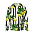 thumbnail image 2 of Uemuo Lemons on Striped Pattern Women's Full Zip UPF 50+ Sun Protection Hoodie Jacket Long Sleeve Sun Shirt Hiking Outdoor Performance with Pockets-Large, 2 of 9
