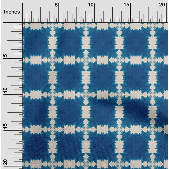 oneOone Cotton Poplin Twill Royal Blue Fabric Check Shibori Diy Clothing Quilting Fabric Print Fabric By Yard 56 Inch Wide