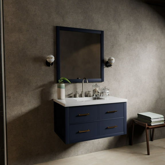Tuckerton 36 in W x 22 in D Blue Single Bath Vanity and Cultured Marble Top