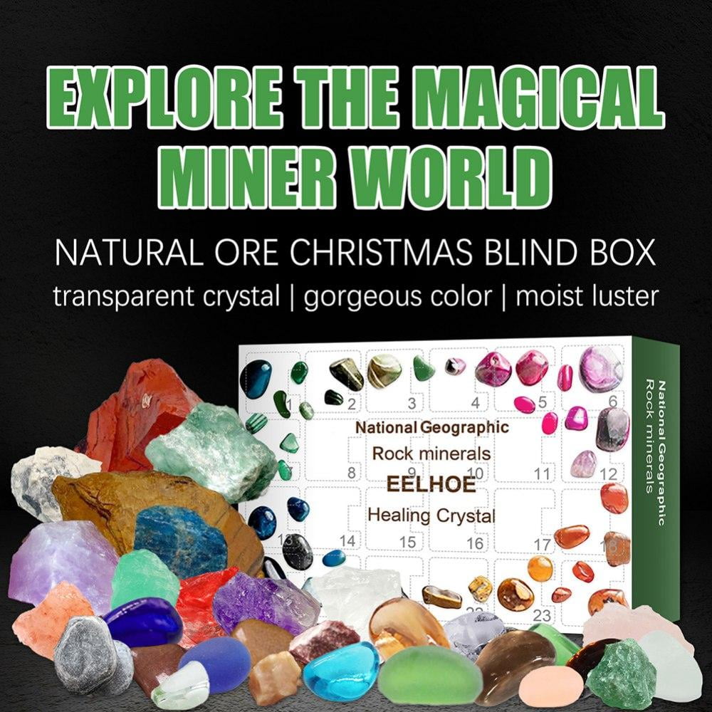 24pcs Rock Mineral Collection Set Mining Experimental Kit Education for Kids 