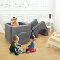 thumbnail image 2 of 8-piece modular para niños' play couch convertible para niños pequeños sofa para playroom y nursery foam muebles con removable cover dark gris, 2 of 7