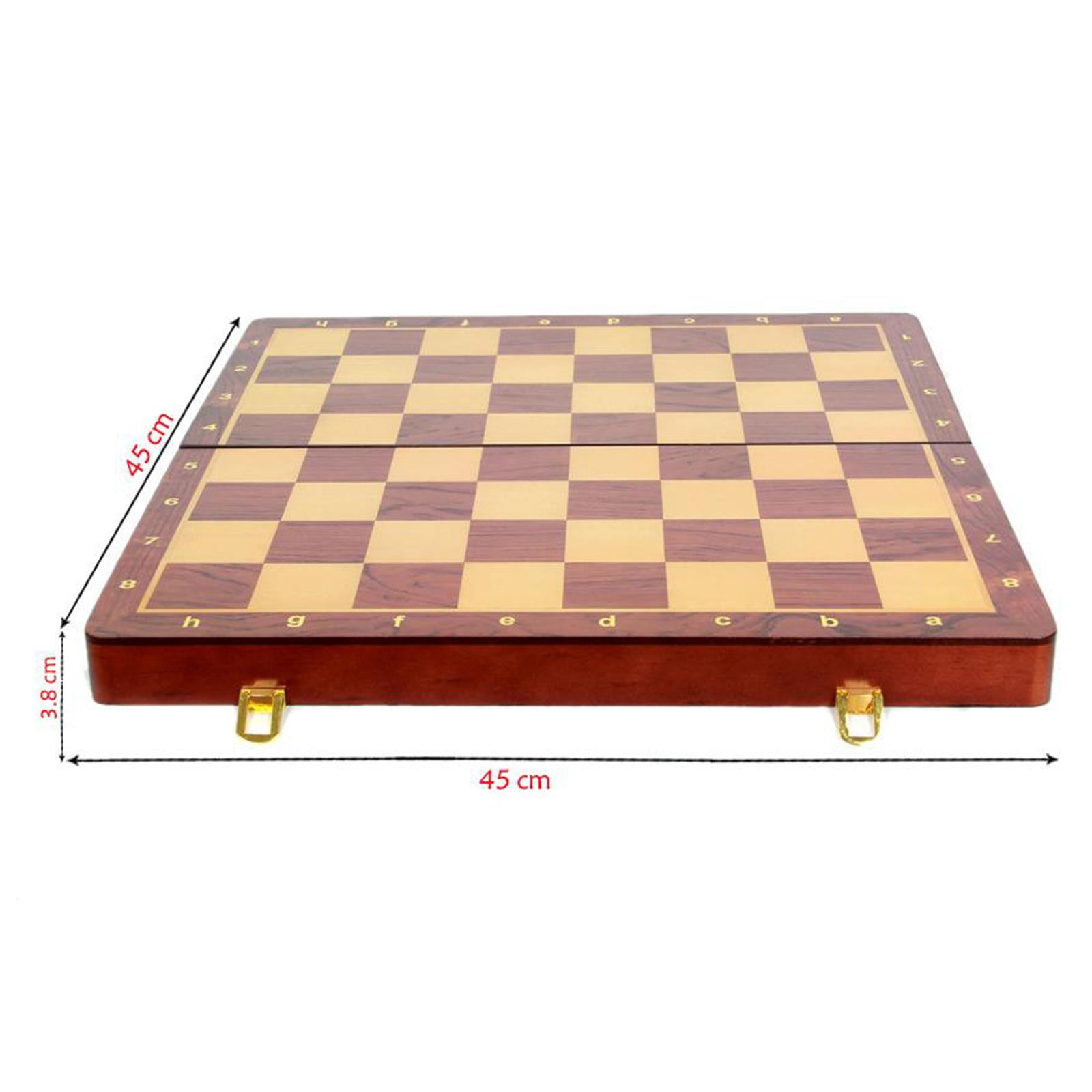 LeeQinersw Professional 18" Tournament Vintage Wooden Chess Set Folding Chessboard Wood