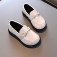 thumbnail image 2 of Ynynloco Little Girls Patent Leather Oxford Slip-On Penny Loafer Rhinestones Pearls Flats Black White School Uniform Dress Shoes for Toddlers, 2 of 4