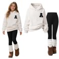 thumbnail image 4 of RMGVDSD Girls 2 Piece Fall Winter Outfit Set Soft Fuzzy Hoodie Tops and Black Leggings Pants Tween Girl Clothes Fashion Casual Outfits, 4 of 7