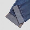 thumbnail image 4 of Kids High Waist Straight Leg Jeans, Dark Blue Denim Pants with Rolled Cuffs Blue 120, 4 of 7