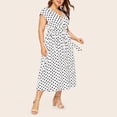 thumbnail image 4 of Babysbule Robe pour Femmes Liquidation Robe Décontractée pour Femmes Grande Taille Col en V Sans Manches à Pois Imprimée à Boutons avec Ceinture, 4 of 9