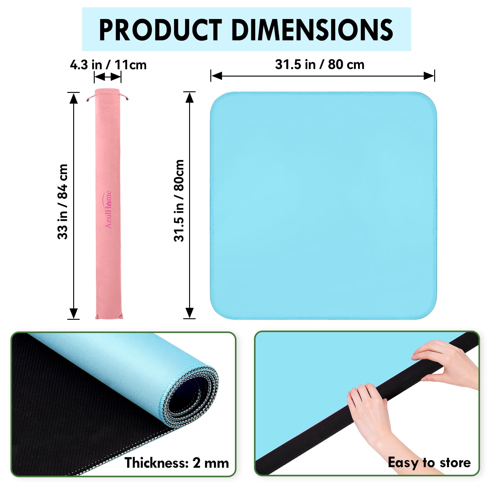 Zero-Crease Mahjong Game Mat | Ultra-Smooth Anti-Slip Silent Pad for Board Games & Cards with Bag - Macaron Blue