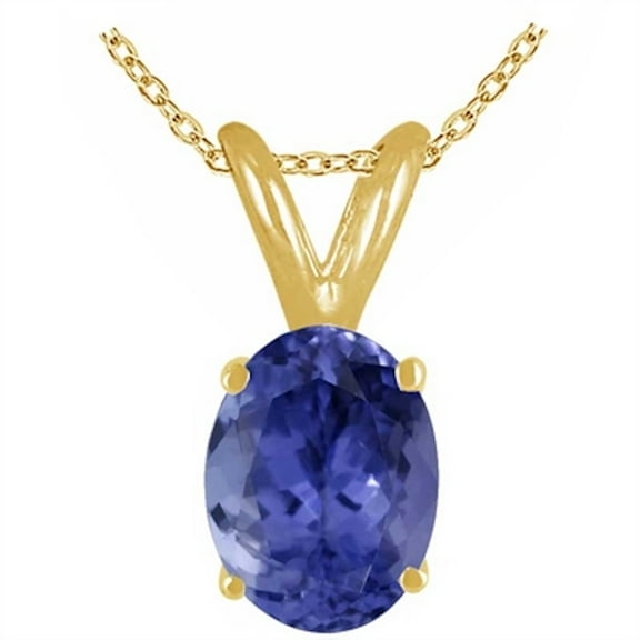 Aonejewelry 0.80Ct Oval Tanzanite Pendant in 14k Yellow Gold