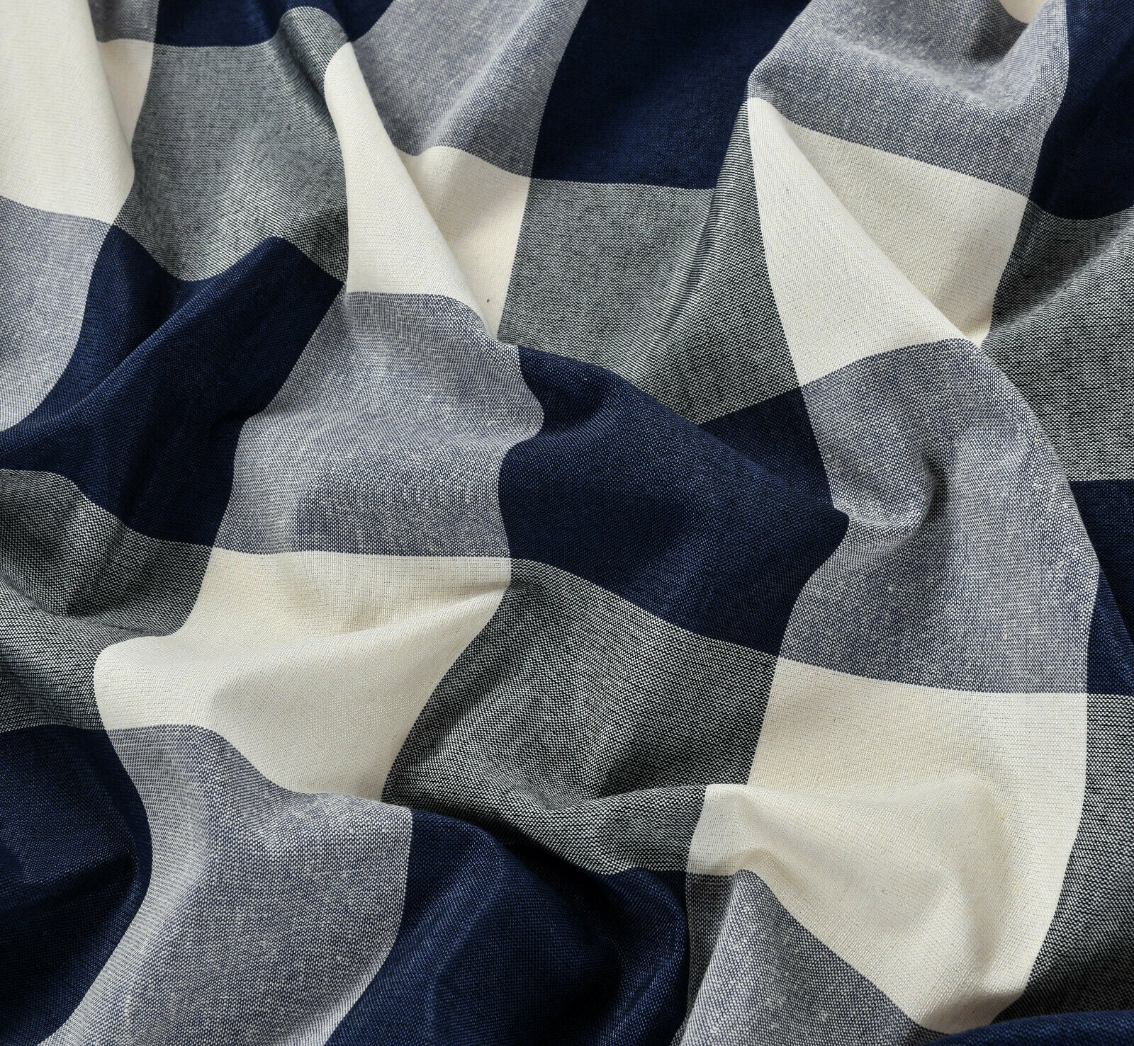 Kate Aurora Navy Blue Plaid Lodge Farmhouse Grommet Curtains, 54” x 84” (2 Panels)