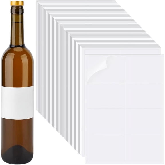 320pcs Adhesive Wine Bottle Labels Printable Wine Label Stickers 3.8x2.7" White Blank Label Stickers