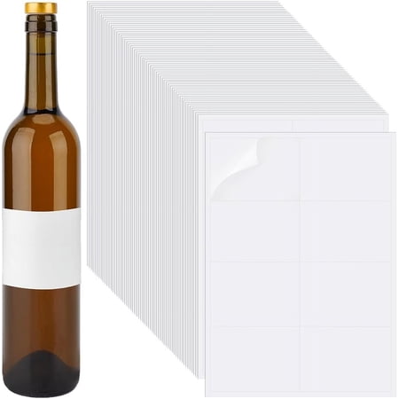320pcs Adhesive Wine Bottle Labels Printable Wine Label Stickers 3.8x2.7" White Blank Label Stickers