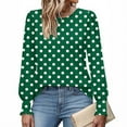 thumbnail image 6 of Blmnix Polka Dot Plus Size Graphic Tees Outfits 2025 Army Green Relaxed Women Blouses Dressy Casual Crew Neck Long Sleeve Blouses, 6 of 6