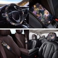 thumbnail image 4 of Yuyamidu Hummingbird Car Seat Cover Full Set Purple Flower Steering Wheel Cover Seat Belt Cover Headrest Covers Coaster Center Console Cover Keychain for Sedan SUV, 14 PCS, 4 of 7