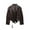 dark brown, variant on Women's Style Faux Leather Jacket - Tie-Up V-Neck Slim-Fit Streetwear Coat (Sizes XS-L, 2 Colors)
