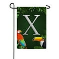thumbnail image 2 of America Forever Tropical Bird Summer Monogram Garden Flag Letter X 12.5 x 18 inches Parrot Toucan Palm Leaves Double Sided Vertical Outdoor Yard Lawn Decorative Coastal Garden Flag, 2 of 5