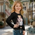 thumbnail image 5 of Xoenoiee Black Cat Heart Print Long Sleeve Shirts for Girls Crewneck T-Shirts Kids Soft Long Sleeve Tees Top Twist Knot T Shirts Tie Front Blouses, 9-10 Years, 5 of 7