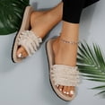 thumbnail image 3 of B91xZ Sandales à Enfiler pour Femmes Mode Bout Rond Ouvert avec Bride Tressée pour l'Été, Beige 8.5, 3 of 5