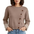 thumbnail image 1 of Fgnfyis Womens Sweaters Asymmetrical Button Pullover Ribbed Knit Soft Comfortable Casual for Fall Winter Fashion Brown, 1 of 4