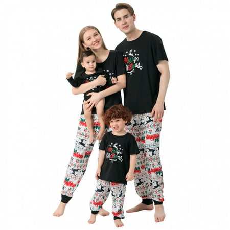 

New Year s Deals!Tuscom Christmas Pajamas for Family Reindeer Plaid Snowflake Printed Family Christmas PJS Matching Sets of Gifts for Family