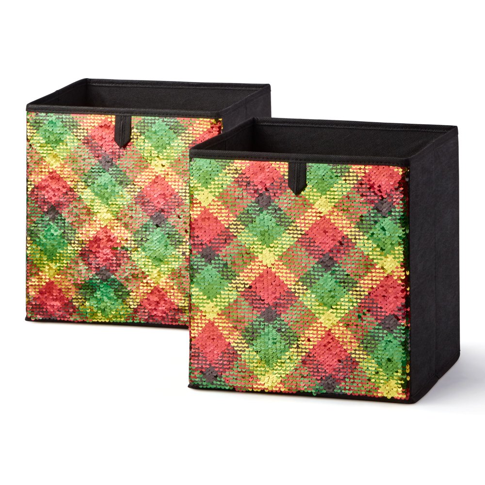 Mainstays 2.36 Gallon Reversible Sequin Collapsible Fabric Storage Bin