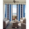 thumbnail image 6 of Anchor Stripe Kitchen Curtains Navy Blue Nautical Coastal White Sea Cafe Short Curtains for Bathroom Blackout Window Curtain Grommet Small Window Treatment Drapes for Bedroom Living Room 52"x45"x2, 6 of 9