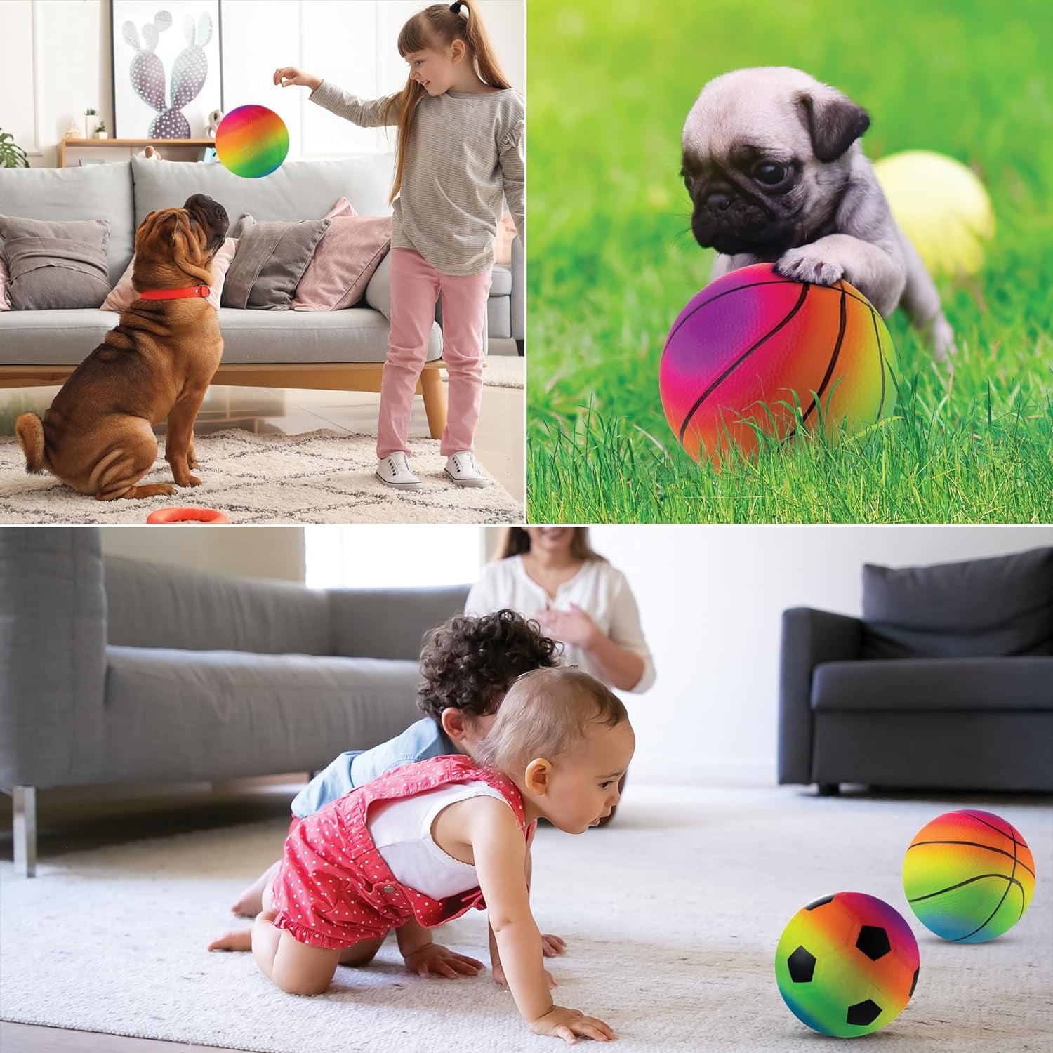 Sports Balls For Kids & Toddlers - (Pack of 4) 5-inch Sports Balls Set Includes Basketball, Small Soccer Ball, and Playground Balls, Fun Indoors & Outdoor Toys (hand Pump Included)