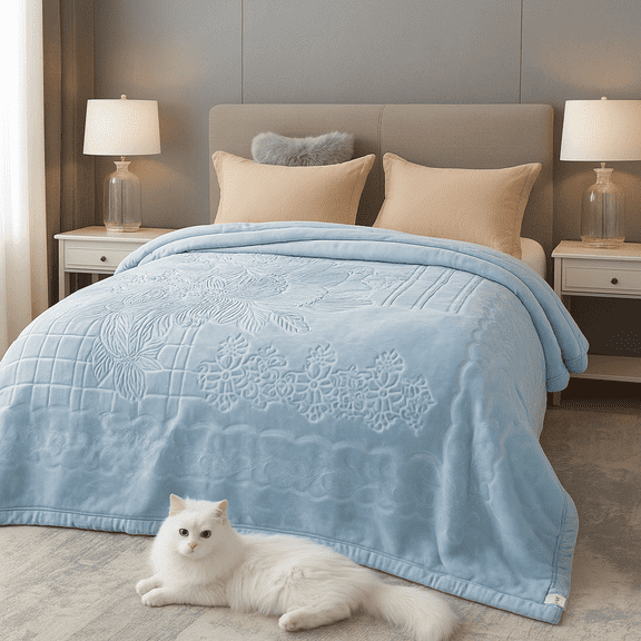 DBOZE King Size Fleece Blanket (85"x95") – Heavyweight, 2-Ply Thick Korean Mink, Ultra Soft & Silky Warm Winter Blanket – Blue