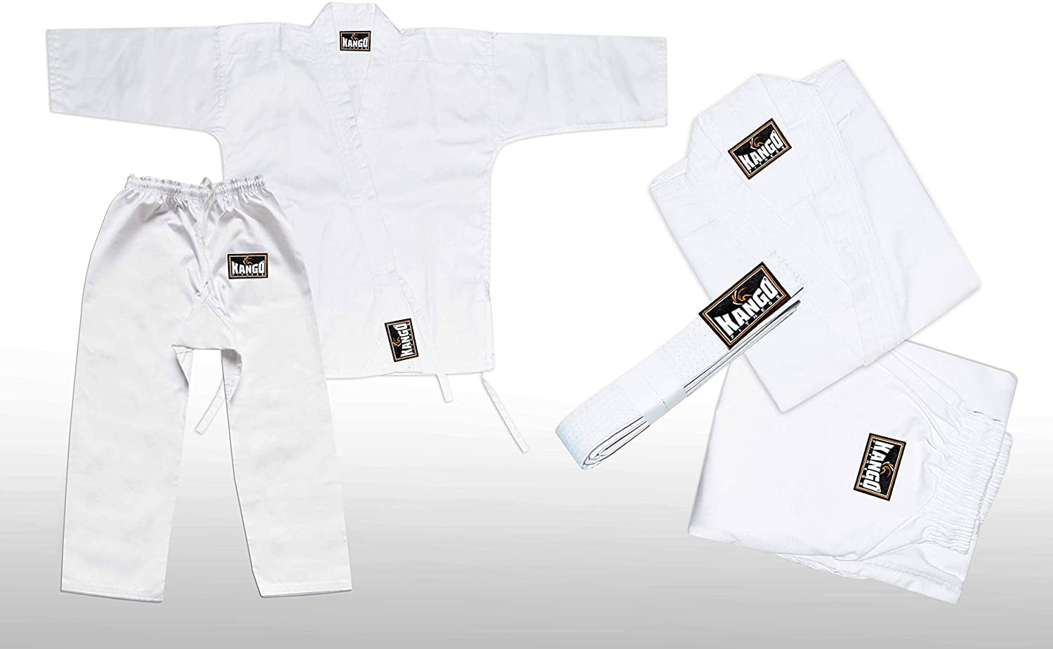 Malino Student Karate Gi Kids Men Suit Uniform Free Belt Cotton 8oz White/Black 