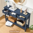 thumbnail image 5 of Fluted Console Table, 47.2" Narrow Entryway Table with 3 Drawers, Console Table Sofa Table with Storage Open Shelf, Modern Display Shelf for Hallway Living Room, Blue, 5 of 8