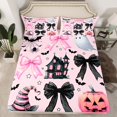 thumbnail image 2 of Feelyou Girly Pink Pumpkin Bed Sheets, Princess Bowknot Castle King Sheets, Halloween Witch Hat Sheet Set, Ultra Soft Home Decor, 4 Pieces, 2 of 7