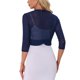 thumbnail image 3 of Inspire Chic Chaquetas de Malla Transparentes para Mujeres, Cardigans Cortos Elegantes de Manga 3/4, Ligero, Azul Oscuro S, 3 of 6