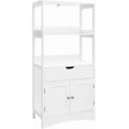 thumbnail image 1 of VASAGLE Bathroom Storage Cabinet, Freestanding Linen Tower, Tall Bookcase with 2 Open Shelves, 1 Large Drawer, 12.8 x 23.6 x 48 Inches, for Entryway, Kitchen, Study, White, 1 of 6