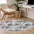 thumbnail image 4 of Round Rugs 3.3 Ft, Spring Floral Non Slip Area Rugs for Kitchen Bedroom Entryway, Retro Country Flowers Leaves Botanical Gray Washable Carpet Runner Rug Floor Mats for Bedroom Home Decor, 4 of 8