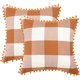 thumbnail image 1 of 2uds Clásico Búfalo Cuadros Fundas Cojines Cubiertas con Pompones Decorativo Funda Cojín Poliester Almohada Cobertor  18 x 18 Pulgadas Naranja y beige, 1 of 11