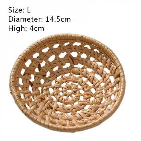 

Clearance! Round Rattan Woven Serving Tray Ottoman Tray for Breakfast Drinks Snack Coffee Table Home Decorative