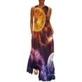 thumbnail image 1 of Robe Imprimée Espace Magique Violet Galaxie Maxi Robe Mode Coréenne Boho Plage Longues Robes Femme Col en V Design Oversize Vestido, 1 of 5