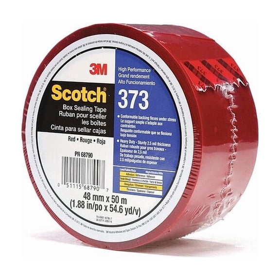 Scotch Carton Tape, Polypropylene, Red, 48mm x 50m 373