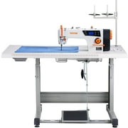 VEVOR Industrial Sewing Machine, Upgraded 550W Servo Motor with Table Stand, 5000s.p.m Heavy Duty Lockstitch Sewing Machine, High Speed, Clear Control Panel and Electro-mechanization Start-stop
