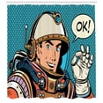 thumbnail image 3 of Ambesonne Astronaut Shower Curtain, Space Man Gesturing, 69"Wx84"L, Multicolor, 3 of 3