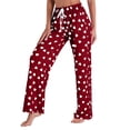 thumbnail image 4 of YHAJDS Womens Pajamas Pants Heart Print Elastic Waist Long Loungewear Trousers Indoor Daily Relaxation Sleepwear, 4 of 5